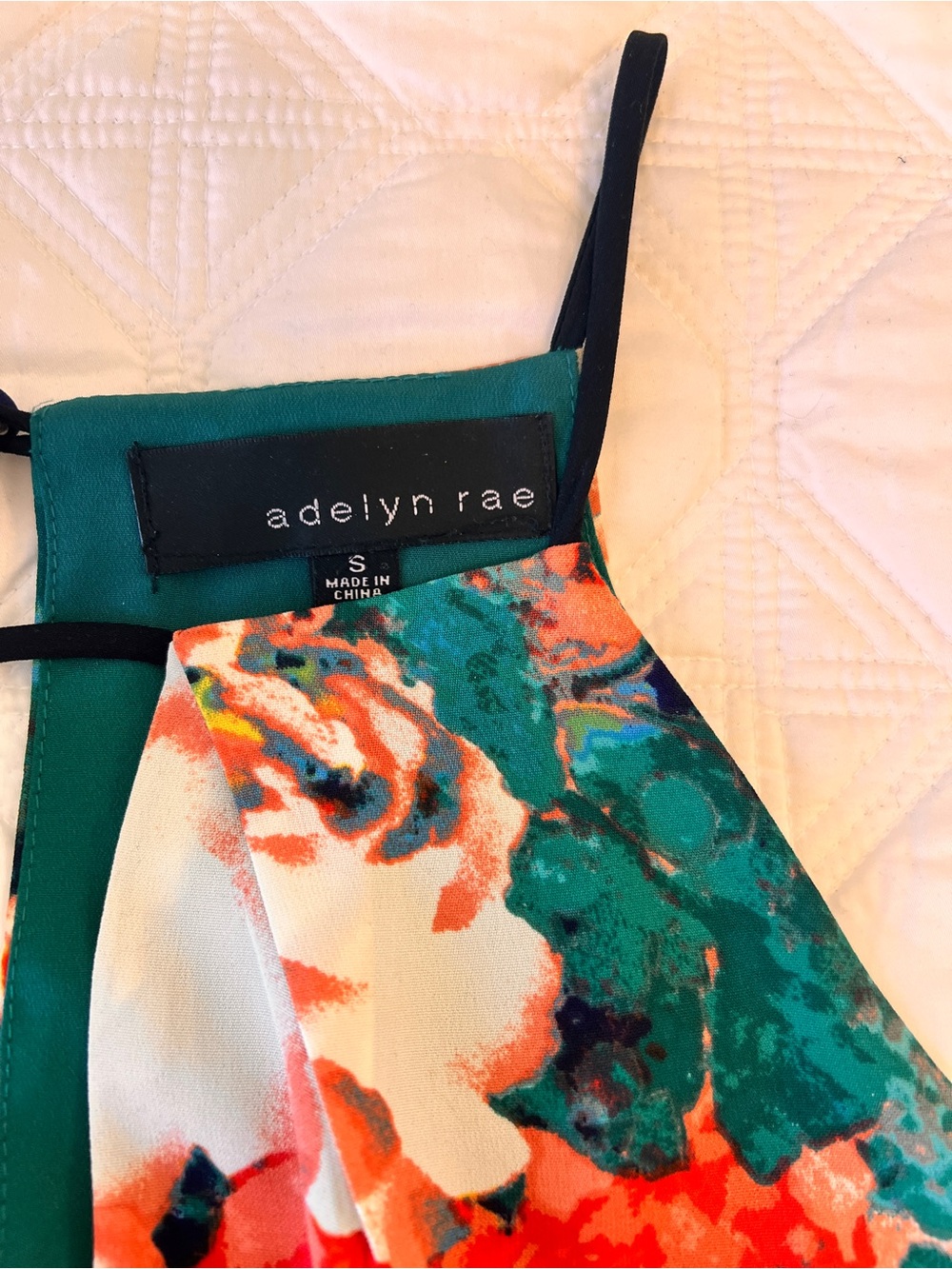 Adelyn Rae Teal, Coral & White Floral Halter Dress - Picture 3 of 5